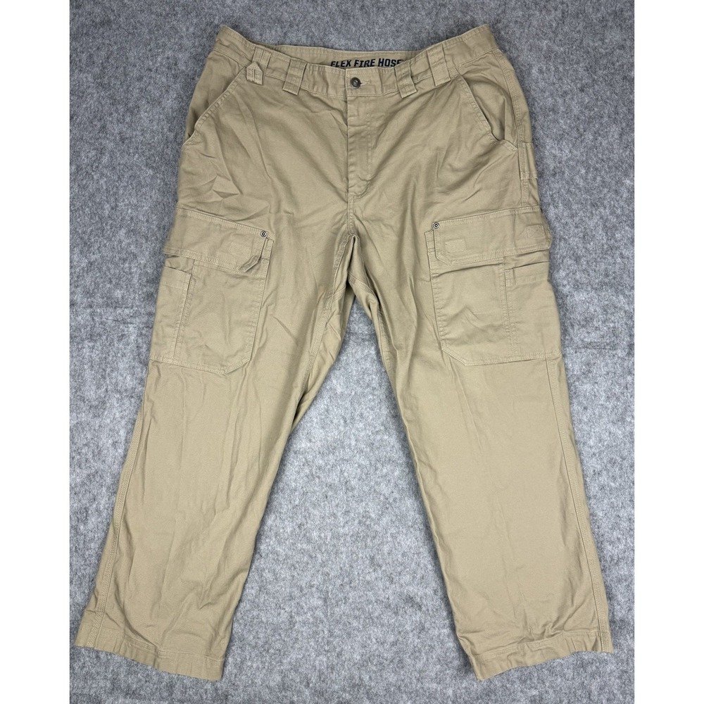 Duluth Men's Flex Fire Hose Relaxed Fit Work Pants Size 38x30 Beige Khaki Tan